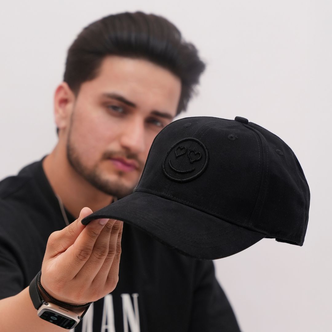 Smiley Baseball Cap in Black (BB_BLK_SMLY)
