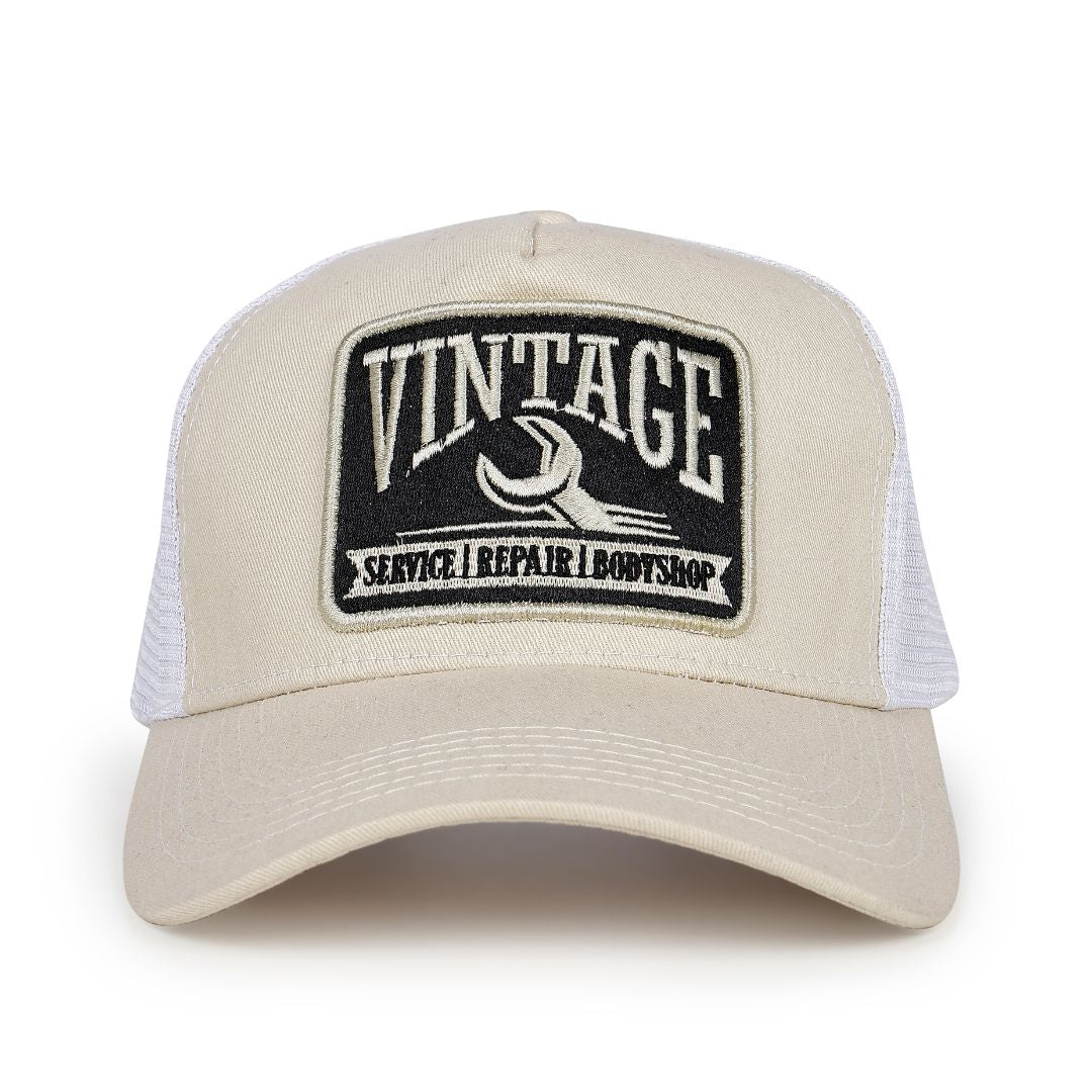 Vintage Trucker Cap in Off-White & White (TKR_OW-WH_VTG)