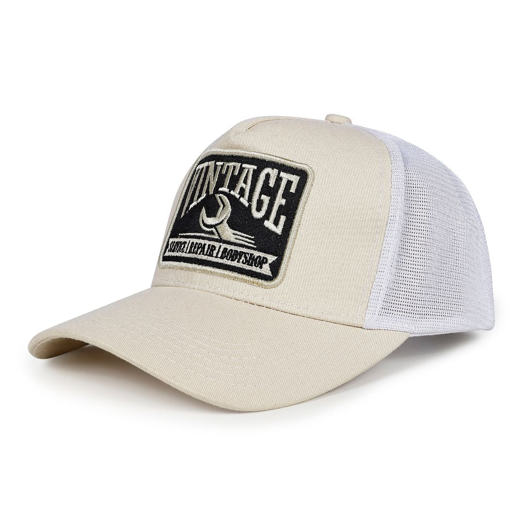 Vintage Trucker Cap in Off-White & White (TKR_OW-WH_VTG)