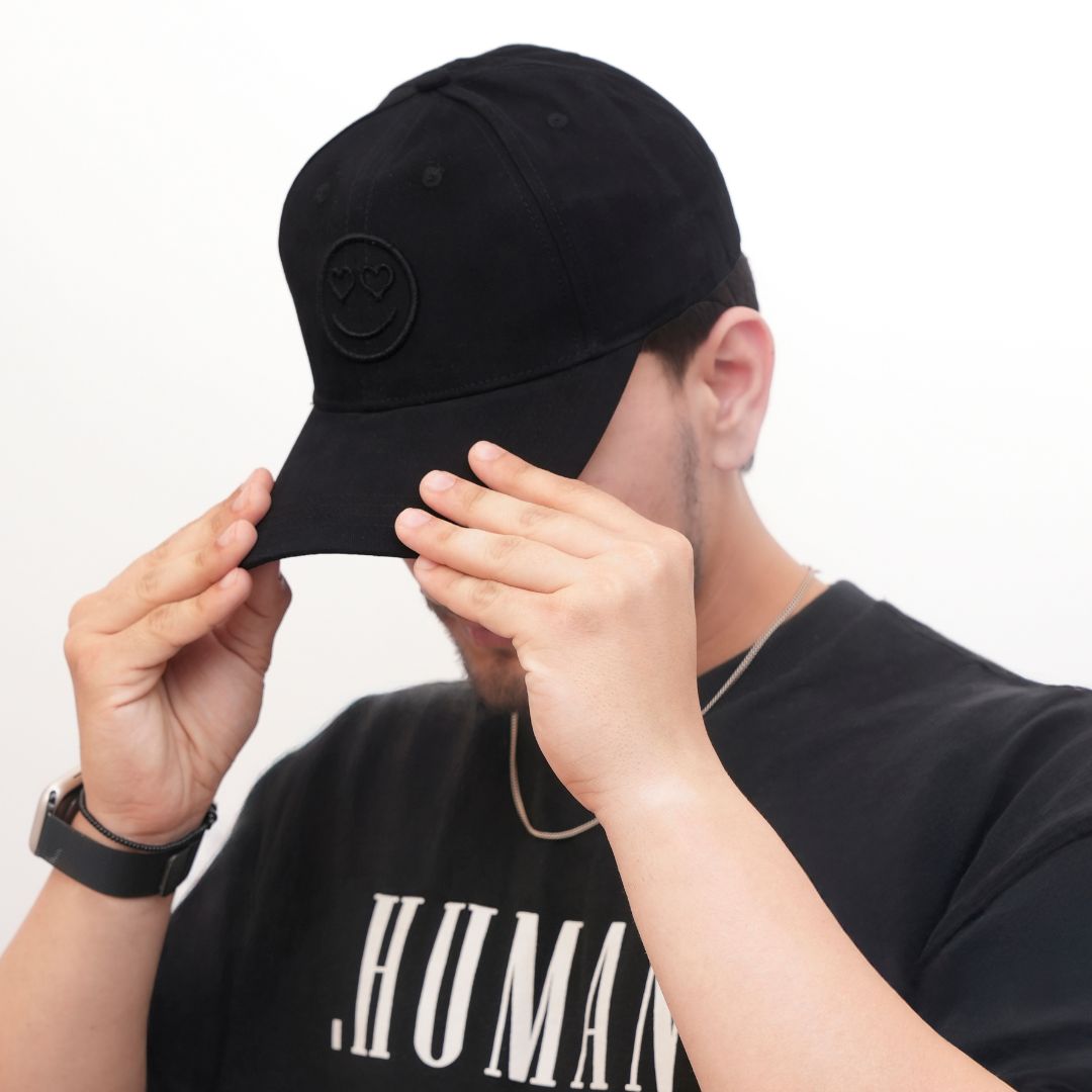 Smiley Baseball Cap in Black (BB_BLK_SMLY)