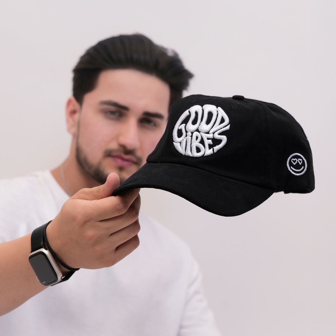 Good Vibes Baseball Cap in Black (BB_BLK_GV)