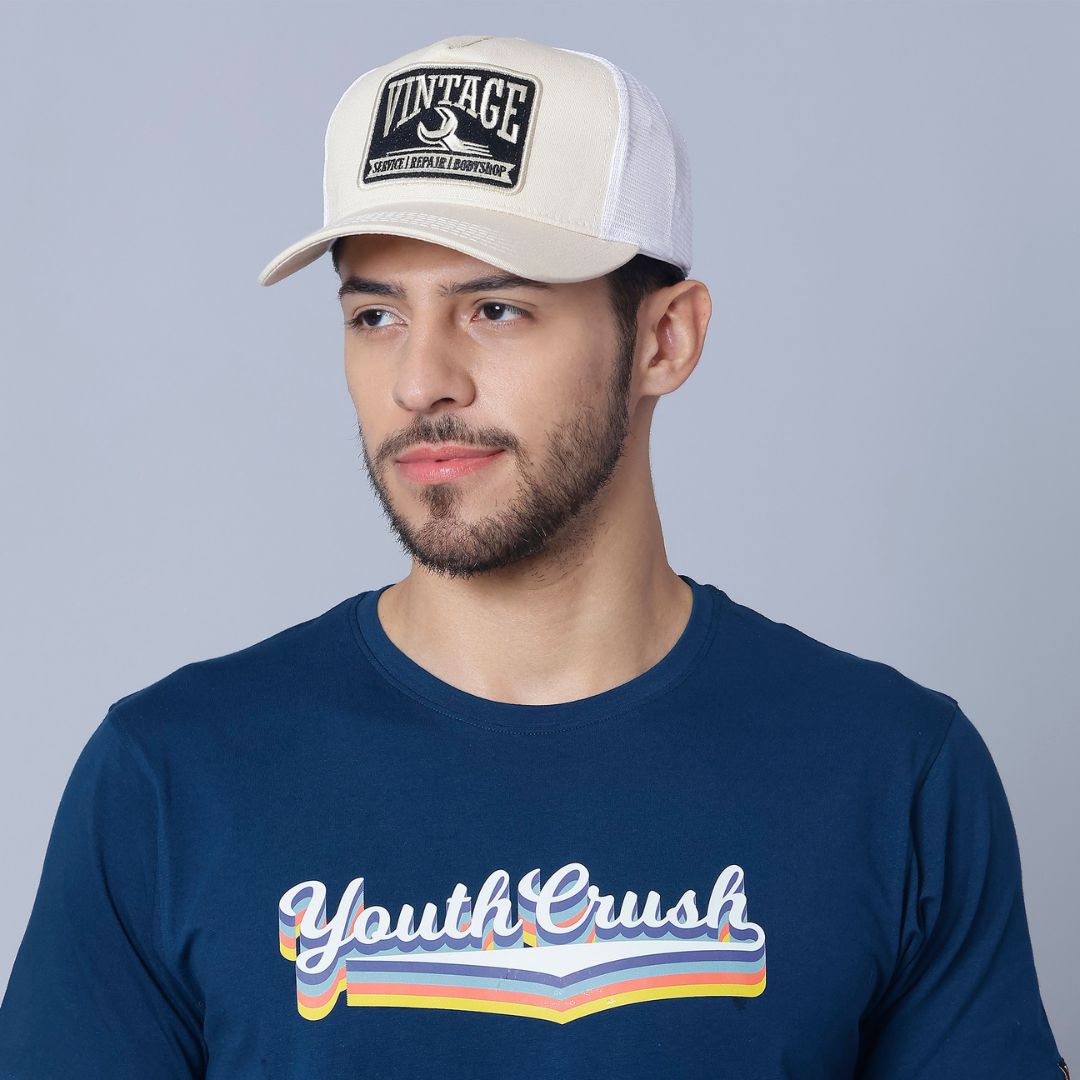 Vintage Trucker Cap in Off-White & White (TKR_OW-WH_VTG)