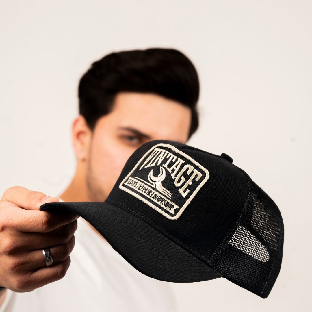 Vintage Trucker Cap in Black (TKR_BLK_VTG)