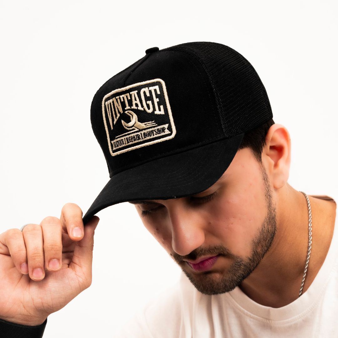 Vintage Trucker Cap in Black (TKR_BLK_VTG)