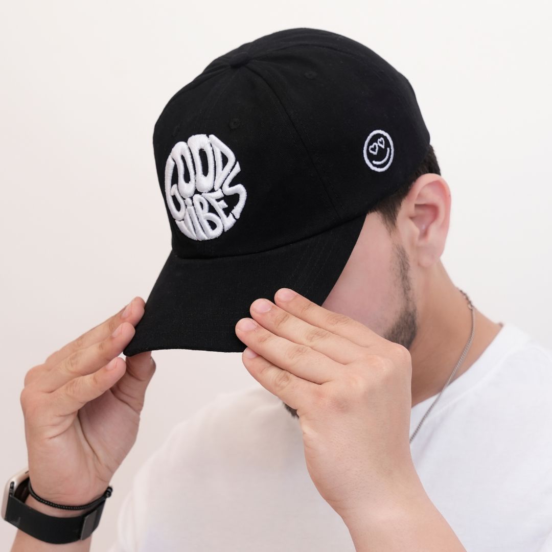 Good Vibes Baseball Cap in Black (BB_BLK_GV)