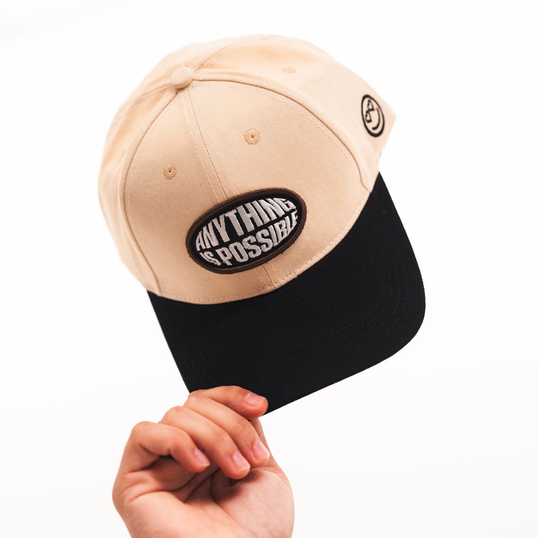 Anything is Possible Baseball Cap in Off-White & Black (BB_OW-BL_AIP)