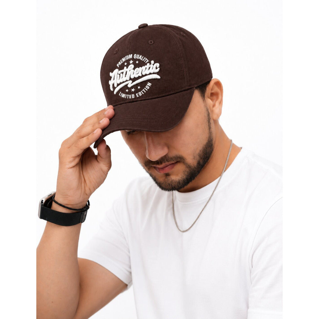 DROOP Men Brown Authentic Embroidered Structured Baseball Cap