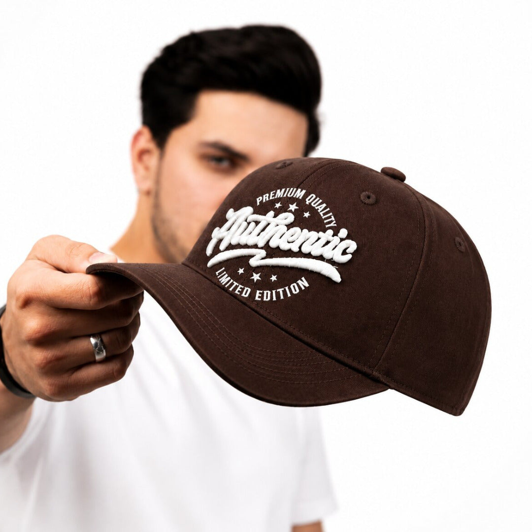 DROOP Men Brown Authentic Embroidered Structured Baseball Cap