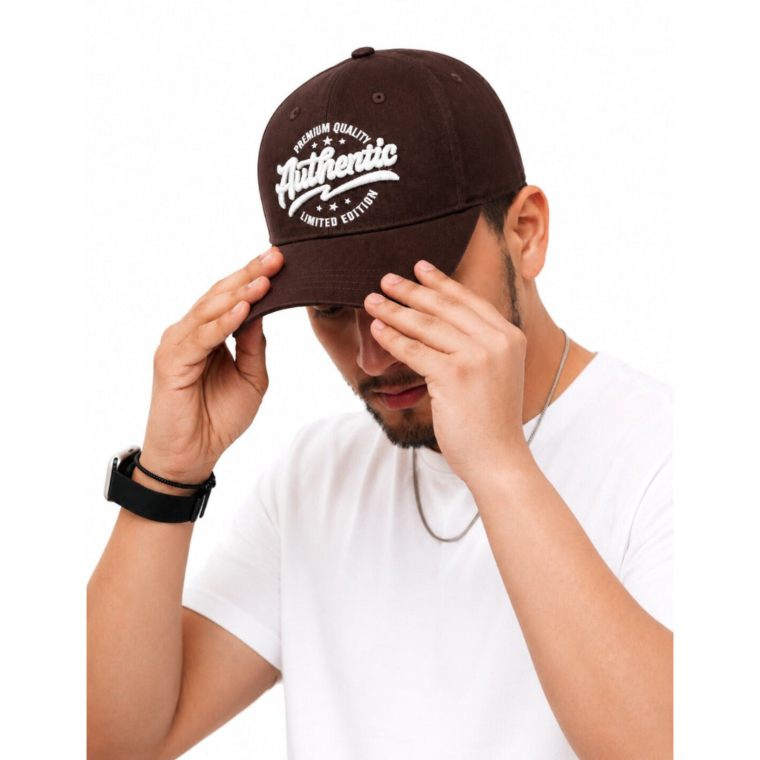 DROOP Men Brown Authentic Embroidered Structured Baseball Cap