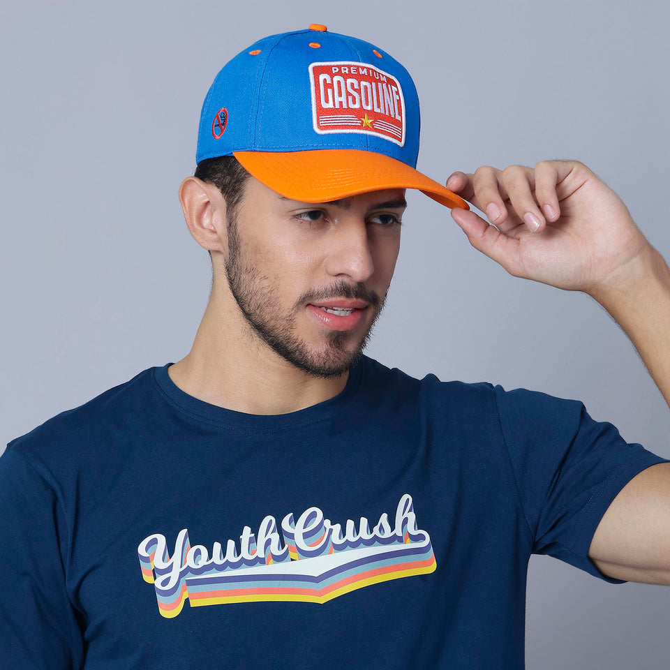 Premium Gasoline Baseball Cap in Orange & Blue (BB_OR-BLU_PG)