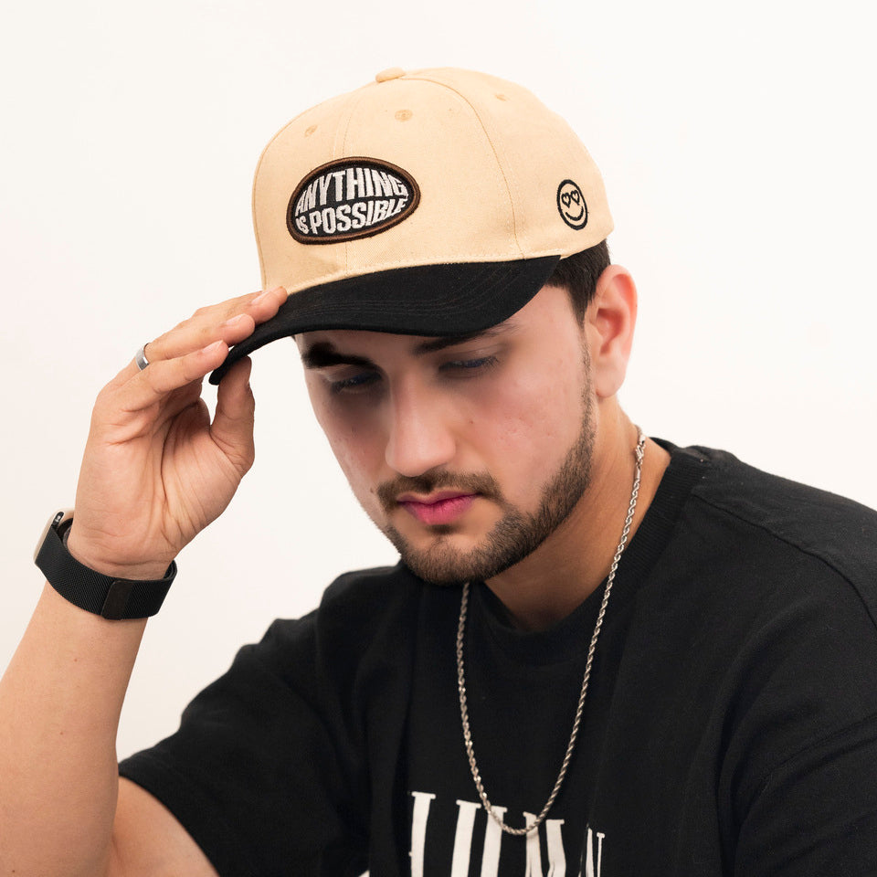 Anything is Possible Baseball Cap in Off-White & Black (BB_OW-BL_AIP)