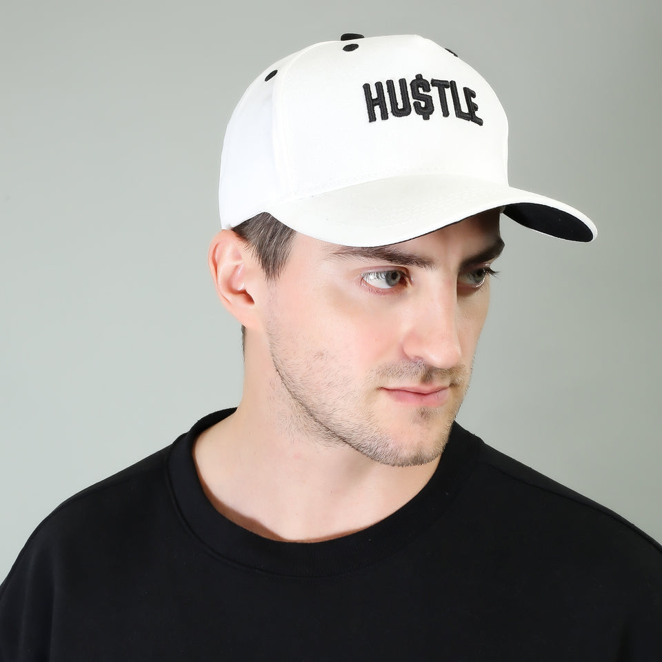 Hustle Baseball Cap in White (BB_WH_HSL)