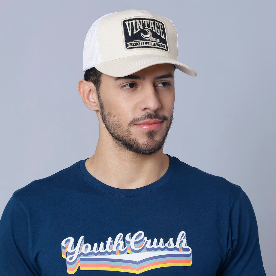 Vintage Trucker Cap in Off-White & White (TKR_OW-WH_VTG)