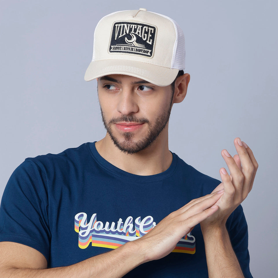Vintage Trucker Cap in Off-White & White (TKR_OW-WH_VTG)