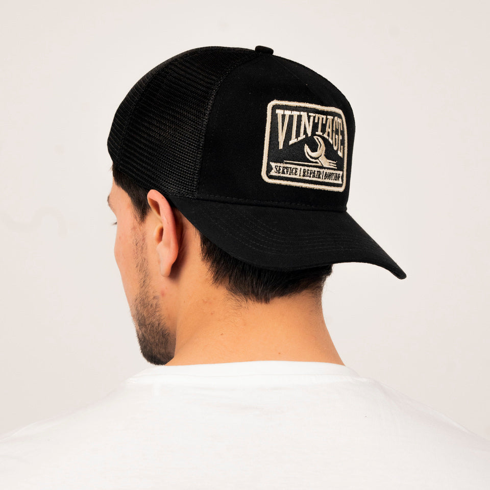 Vintage Trucker Cap in Black (TKR_BLK_VTG)
